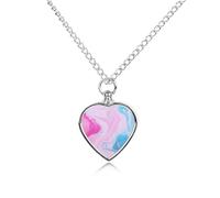 JTREHY Colorful Marble Pastel Pink Blue Purple Pets Urn Necklace Personalized Pet Cremation Jewelry Heart Urn Locket Pets Ashes Necklace for Dog Cat Pet Loss Sympathy Gift for Women And Men