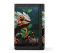 JTREHY Cute Chameleon Wallet Fashion Compact With Zipper Purse Convenient to Carry Three Fold Wallet for Adult
