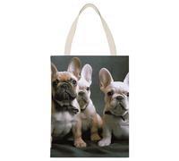 JTREHY French Bulldog Puppies Canvas Tote Exquisite Canvas Handbag Single Shoulder Cloth Totes Lightweight Shopping Bags for Travel Work Gift