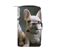 JTREHY French Bulldog Puppies Leather Wallet Stylish Comfortable Durable Bifold Design Purse Portable Compact Multi-Slots Card Bag for Men & Women