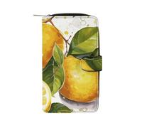 JTREHY Fruits Lemon Leather Wallet Stylish Comfortable Durable Bifold Design Purse Portable Compact Multi-Slots Card Bag for Men & Women