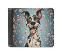 JTREHY Fun Dogs Wallet Slimfold Bifold Luxury Leather Pocket Wallet Novelty Mini Purse with ID Window