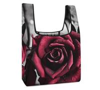 JTREHY Gothic Roses Shopping Bag Premium Fashion Foldable Grocery Bags Anti-cracking Waterproof Durable Totes for Women Travel, Gym Office Beach Gear
