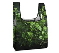 JTREHY Green Leaves Shopping Bag Premium Fashion Foldable Grocery Bags Anti-cracking Waterproof Durable Totes for Women Travel, Gym Office Beach Gear