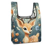 JTREHY - High Quality Foldable Cartoon Deer Flower Shopping Bag Grocery Bags Anti Crack Waterproof Durable for Women Travel Gym Office Clothes