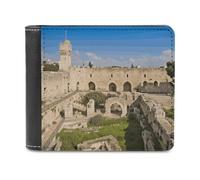 JTREHY Israel at The Tower of David Wallet Slimfold Bifold Luxury Leather Pocket Wallet Novelty Mini Purse with ID Window