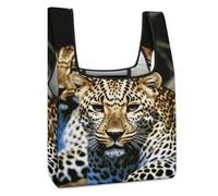 JTREHY Leopard Shopping Bag Premium Fashion Foldable Grocery Bags Anti-cracking Waterproof Durable Totes for Women Travel, Gym Office Beach Gear
