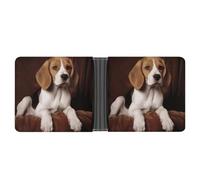 JTREHY Ovely Pet Dog Beagle Wallet Compact Bifold Luxury Leather Pocket Wallet Fashion Mini Purse with ID Window