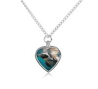 JTREHY Penguin Swimming in The Ocean Pets Urn Necklace Personalized Pet Cremation Jewelry Heart Urn Locket Pets Ashes Necklace for Dog Cat Pet Loss Sympathy Gift for Women And Men