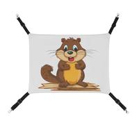 JTREHY Pet Hammock,Cartoon Animated Beaver Printed Adjustable Hanging Cat Bed for Cats Small Dogs Rabbits Or Other Small Animals with Metal Hooks