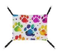 JTREHY Pet Hammock,Colorful Dog Paw Print Printed Adjustable Hanging Cat Bed for Cats Small Dogs Rabbits Or Other Small Animals with Metal Hooks