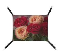 JTREHY Pet Hammock,Garden Roses Printed Adjustable Hanging Cat Bed for Cats Small Dogs Rabbits Or Other Small Animals with Metal Hooks