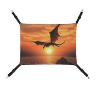 JTREHY Pet Hammock,Sea Sunset Flying Dragon Printed Adjustable Hanging Cat Bed for Cats Small Dogs Rabbits Or Other Small Animals with Metal Hooks