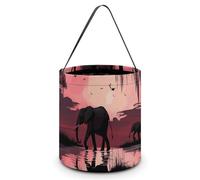 JTREHY Pink Moon Elephant Candy Basket Hand-held Portable Candy Basket Collapsible Reusable Candys Bags Trick Or Treat Bags Party Festival Gift Bucket