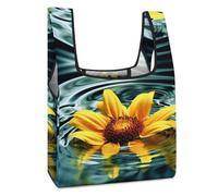 JTREHY Sunflower in Water Shopping Bag Premium Fashion Foldable Grocery Bags Anti-cracking Waterproof Durable Totes for Women Travel, Gym Office Beach Gear