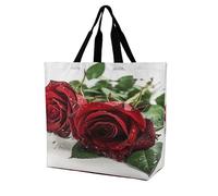 JTREHY There Is Water on The Flower Grocery Bag Heavy Duty Reusable Shopping Bag Washable Foldable Shopping Totes with Handles Multi-Purpose Large Capacity Grocery Bags for Beach Picnic