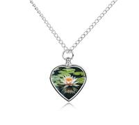 JTREHY Water Lily Pets Urn Necklace Personalized Pet Cremation Jewelry Heart Urn Locket Pets Ashes Necklace for Dog Cat Pet Loss Sympathy Gift for Women And Men