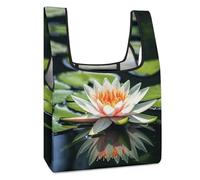 JTREHY Water Lily Shopping Bag Premium Fashion Foldable Grocery Bags Anti-cracking Waterproof Durable Totes for Women Travel, Gym Office Beach Gear