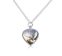 JTREHY White Dove Flying in The Sun Pets Urn Necklace Personalized Pet Cremation Jewelry Heart Urn Locket Pets Ashes Necklace for Dog Cat Pet Loss Sympathy Gift for Women And Men