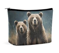 JTREHY Women's Cosmetic Bag,Encounter Animal Bear Printed Large Capacity Portable with Zipper Toiletry Bag Storage Bag,Waterproof Travel Wallet for Women And Girls Gifts, Encounter Animal Bear,