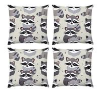 JTREWBV Decorative Throw Pillow Covers Pack of 4, Cute Raccoon Print Plush Throw Pillow Cases for Couch Sofa Indoor Decorations