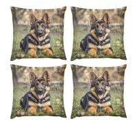 JTREWBV Decorative Throw Pillow Covers Pack of 4, German Shepherd Print Plush Throw Pillow Cases for Couch Sofa Indoor Decorations