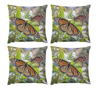 JTREWBV Decorative Throw Pillow Covers Pack of 4, Monarch Butterflies Print Plush Throw Pillow Cases for Couch Sofa Indoor Decorations