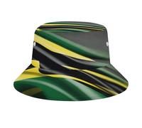 JTREWBV Oversize Unisex Bucket Hat Jamaica Flag Print Travel Beach Sun Hat Packable Summer Outdoor Cap Bucket Hats for Women Men White