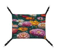 JTREWBV Small Animal Hanging Hammock All Flowers Bloom Together Print Hanging Pet Hammocks Cage Hammock Beds with Adjustable Straps And Metal Hooks