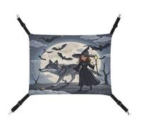 JTREWBV Small Animal Hanging Hammock Dark Clouds And Wolves Print Hanging Pet Hammocks Cage Hammock Beds with Adjustable Straps And Metal Hooks
