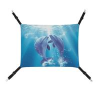 JTREWBV Small Animal Hanging Hammock Dolphins in Love Print Hanging Pet Hammocks Cage Hammock Beds with Adjustable Straps And Metal Hooks
