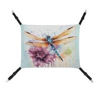 JTREWBV Small Animal Hanging Hammock Dragonfly Watercolor Painting Print Hanging Pet Hammocks Cage Hammock Beds with Adjustable Straps And Metal Hooks