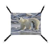 JTREWBV Small Animal Hanging Hammock Polar Bears And Penguins Print Hanging Pet Hammocks Cage Hammock Beds with Adjustable Straps And Metal Hooks