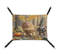 JTREWBV Small Animal Hanging Hammock Pumpkins And Maple Leaves Print Hanging Pet Hammocks Cage Hammock Beds with Adjustable Straps And Metal Hooks