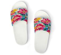 JTREWBV Summer Slippers for Women And Men Abstract Watercolor Flowers Print PVC Home Slippers Shower Shoes Bathroom Sandals, Non-Slip, Easy to Clean