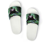 JTREWBV Summer Slippers for Women And Men Bear in The Wild Print PVC Home Slippers Shower Shoes Bathroom Sandals, Non-Slip, Easy to Clean