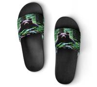 JTREWBV Summer Slippers for Women And Men Bear in The Wild Print PVC Home Slippers Shower Shoes Bathroom Sandals, Non-Slip, Easy to Clean