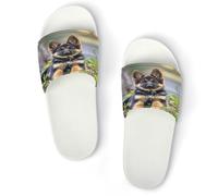 JTREWBV Summer Slippers for Women And Men Black German Shepherd Dog Print PVC Home Slippers Shower Shoes Bathroom Sandals, Non-Slip, Easy to Clean