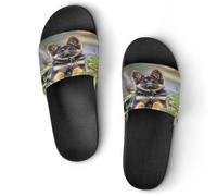 JTREWBV Summer Slippers for Women And Men Black German Shepherd Dog Print PVC Home Slippers Shower Shoes Bathroom Sandals, Non-Slip, Easy to Clean