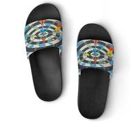 JTREWBV Summer Slippers for Women And Men Colorful Dart Board Print PVC Home Slippers Shower Shoes Bathroom Sandals, Non-Slip, Easy to Clean