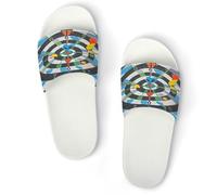 JTREWBV Summer Slippers for Women And Men Colorful Dart Board Print PVC Home Slippers Shower Shoes Bathroom Sandals, Non-Slip, Easy to Clean