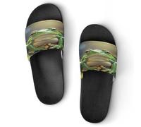 JTREWBV Summer Slippers for Women And Men Cute Frog Print PVC Home Slippers Shower Shoes Bathroom Sandals, Non-Slip, Easy to Clean