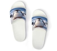 JTREWBV Summer Slippers for Women And Men Cute Penguin Print PVC Home Slippers Shower Shoes Bathroom Sandals, Non-Slip, Easy to Clean