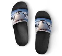 JTREWBV Summer Slippers for Women And Men Cute Penguin Print PVC Home Slippers Shower Shoes Bathroom Sandals, Non-Slip, Easy to Clean