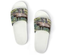JTREWBV Summer Slippers for Women And Men Deer in The Wild Print PVC Home Slippers Shower Shoes Bathroom Sandals, Non-Slip, Easy to Clean