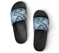 JTREWBV Summer Slippers for Women And Men DNA Genetic Helix Print PVC Home Slippers Shower Shoes Bathroom Sandals, Non-Slip, Easy to Clean