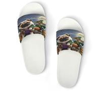 JTREWBV Summer Slippers for Women And Men Dog And Pumpkin Carriage Print PVC Home Slippers Shower Shoes Bathroom Sandals, Non-Slip, Easy to Clean