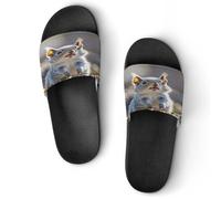 JTREWBV Summer Slippers for Women And Men Funny Cute Squirrel Print PVC Home Slippers Shower Shoes Bathroom Sandals, Non-Slip, Easy to Clean