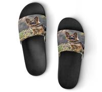 JTREWBV Summer Slippers for Women And Men German Shepherd Dog Print PVC Home Slippers Shower Shoes Bathroom Sandals, Non-Slip, Easy to Clean