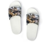 JTREWBV Summer Slippers for Women And Men German Shepherd Dog Print PVC Home Slippers Shower Shoes Bathroom Sandals, Non-Slip, Easy to Clean